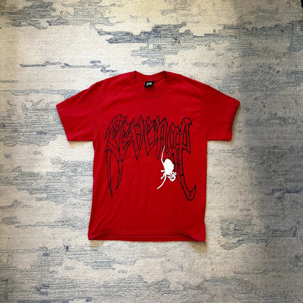 Revenge Spider Skull T-Shirt Red/Black/White Size Medium Tee